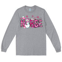 Heather Grey nurse pink christmas Long Sleeve Tee - OliviaCreatesArt