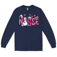 Navy nurse pink christmas Long Sleeve Tee - OliviaCreatesArt