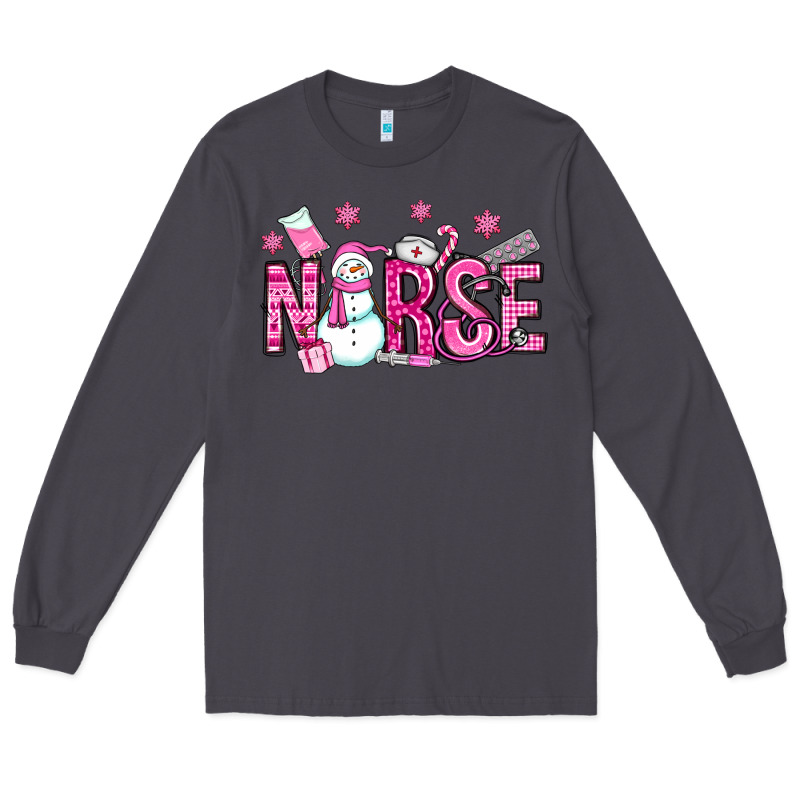 Nurse Pink Christmas Long Sleeve Tee by OliviaCreatesArt | Teevron