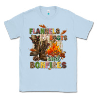 Dusty Blue Flannels boots and bonfires Classic Tee - NancyCooperArtShop