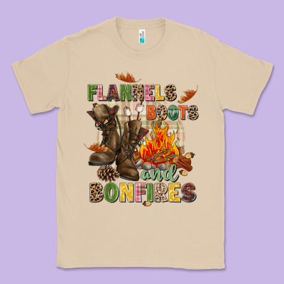 Flannels Boots And Bonfires Classic Tee Designed By Nancycooperartshop