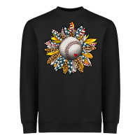 Black Baseball Sunflower Heavyweight Sweatshirt - CowhideDigitalArt
