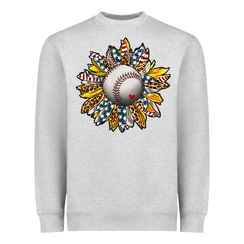 Baseball Sunflower Heavyweight Sweatshirt by CowhideDigitalArt | Teevron