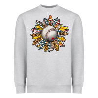 Heather Grey Baseball Sunflower Heavyweight Sweatshirt - CowhideDigitalArt
