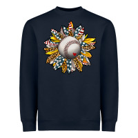 Navy Baseball Sunflower Heavyweight Sweatshirt - CowhideDigitalArt