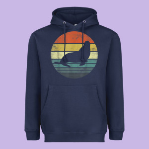Seal Lover Gifts Retro Vintage Sea Lion Animal Silhouette Heavyweight Hoodie Designed By Trangstudio