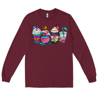 Burgundy tie dye coffee cups Long Sleeve Tee - OliviaCreatesArt