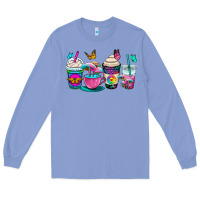Colony Blue tie dye coffee cups Long Sleeve Tee - OliviaCreatesArt