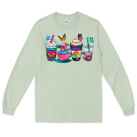 Matcha tie dye coffee cups Long Sleeve Tee - OliviaCreatesArt