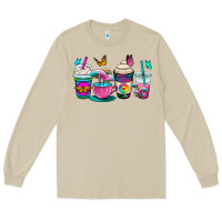 Mushroom tie dye coffee cups Long Sleeve Tee - OliviaCreatesArt