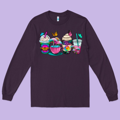 Tie Dye Coffee Cups Long Sleeve Tee Designed By Oliviacreatesart