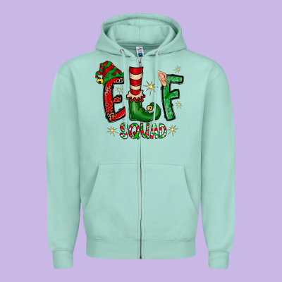 Elf Squad Zipper Hoodie Designed By Cowhidedigitalart