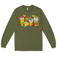 Army Green school bus coffee cups Long Sleeve Tee - OliviaCreatesArt