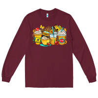 Burgundy school bus coffee cups Long Sleeve Tee - OliviaCreatesArt