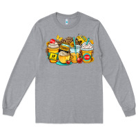 Heather Grey school bus coffee cups Long Sleeve Tee - OliviaCreatesArt