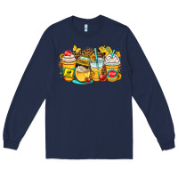 Navy school bus coffee cups Long Sleeve Tee - OliviaCreatesArt