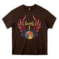 Chocolate Brown angel wings softball Heavy Core Tee - Jasminsmagicworld