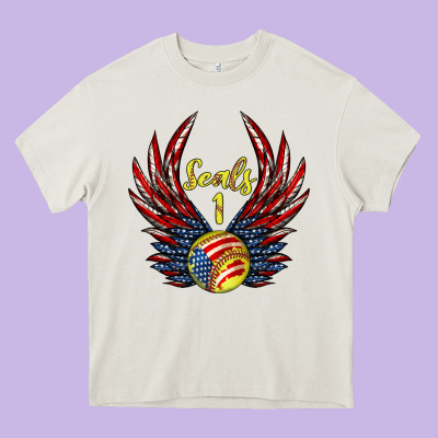 Angel Wings Softball Heavy Core Tee Designed By Jasminsmagicworld