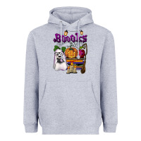 Heather Grey boooks Heavyweight Hoodie - BarkalooDesign