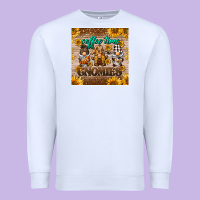 Coffee Time Gnomies Mug Coaster Premium Sweatshirt Designed By Barkaloodesign