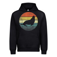 Black Seal Lover Gifts Retro Vintage Sea Lion Animal Silhouette Urban Hoodie - trangStudio