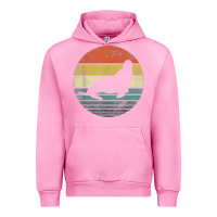 Fuchsia Pink Seal Lover Gifts Retro Vintage Sea Lion Animal Silhouette Urban Hoodie - trangStudio