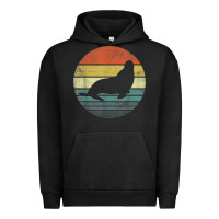 Pigment Black Seal Lover Gifts Retro Vintage Sea Lion Animal Silhouette Urban Hoodie - trangStudio