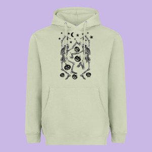 Halloween Dancing Skeletons Heavyweight Hoodie Designed By Barkaloodesign