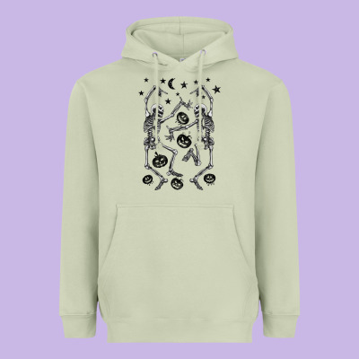 Halloween Dancing Skeletons Heavyweight Hoodie Designed By Barkaloodesign