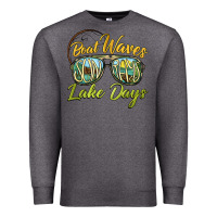 Charcoal Heather boat waves sun rays lake days Premium Sweatshirt - BarkalooDesign