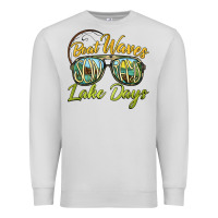 Dove Grey boat waves sun rays lake days Premium Sweatshirt - BarkalooDesign