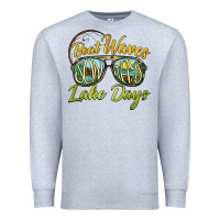 Heather Grey boat waves sun rays lake days Premium Sweatshirt - BarkalooDesign
