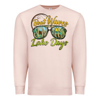 Pale Pink boat waves sun rays lake days Premium Sweatshirt - BarkalooDesign
