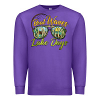 Purple boat waves sun rays lake days Premium Sweatshirt - BarkalooDesign