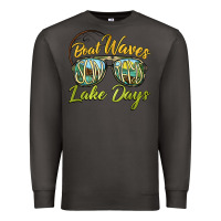 Smoke boat waves sun rays lake days Premium Sweatshirt - BarkalooDesign