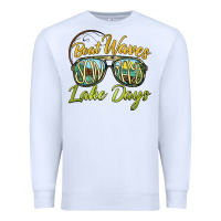 White boat waves sun rays lake days Premium Sweatshirt - BarkalooDesign