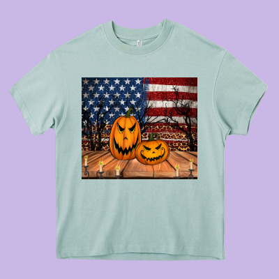 Halloween American Flag Tumbler Heavy Core Tee Designed By Jasminsmagicworld