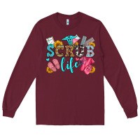 Burgundy scrub life olivia Long Sleeve Tee - OliviaCreatesArt