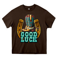 Chocolate Brown good luck Heavy Core Tee - JahusDesignShop