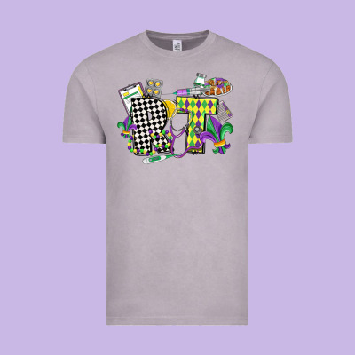 Respiratory Therapist Mardi Gras Vintage Tee Designed By Cowgirlartshop