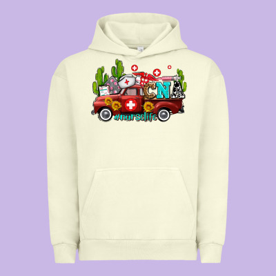 Cna Nurse Truck With Cactus And Sunflowers Urban Hoodie Designed By Adodesignshop
