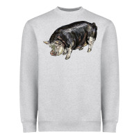 Heather Grey poland china pig Heavyweight Sweatshirt - LillyAllenDesigns