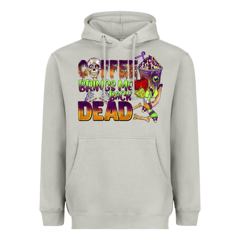 Coffee Brings Me Back Dead Heavyweight Hoodie by BarkalooDesign | Teevron