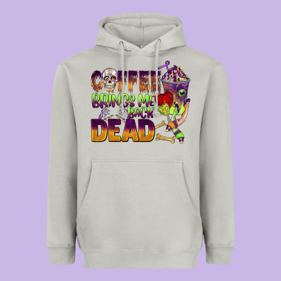 Coffee Brings Me Back Dead Heavyweight Hoodie Designed By Barkaloodesign