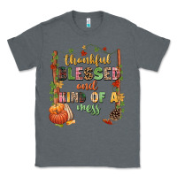 Charcoal Heather Thankful blessed and kind of a mess Classic Tee - NancyCooperArtShop