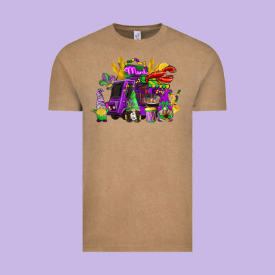 Mardi Gras Gnome Truck Vintage Tee Designed By Cowgirlartshop
