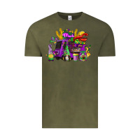 Vintage Olive mardi gras gnome truck Vintage Tee - CowGirlArtShop