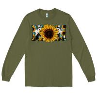 Army Green Sunflower Cowhide Mom Long Sleeve Tee - Jasminsmagicworld