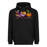 Black peace love halloween Heavyweight Hoodie - BarkalooDesign