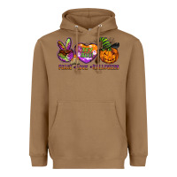 Toasted Coconut peace love halloween Heavyweight Hoodie - BarkalooDesign